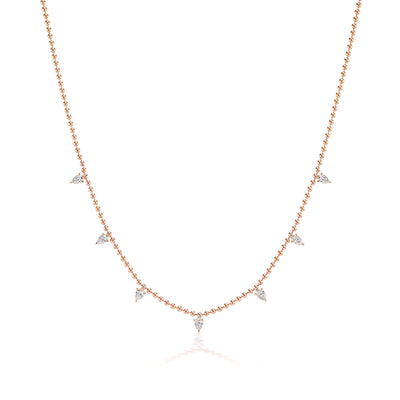 Rose Gold Ball Chain with Pear Shape Diamonds - Jackson Hole Jewelry Company