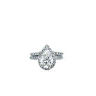 Pear Shaped Diamond Solitaire with V-Shaped Diamond Band (Two Ring Set) - Jackson Hole Jewelry Company