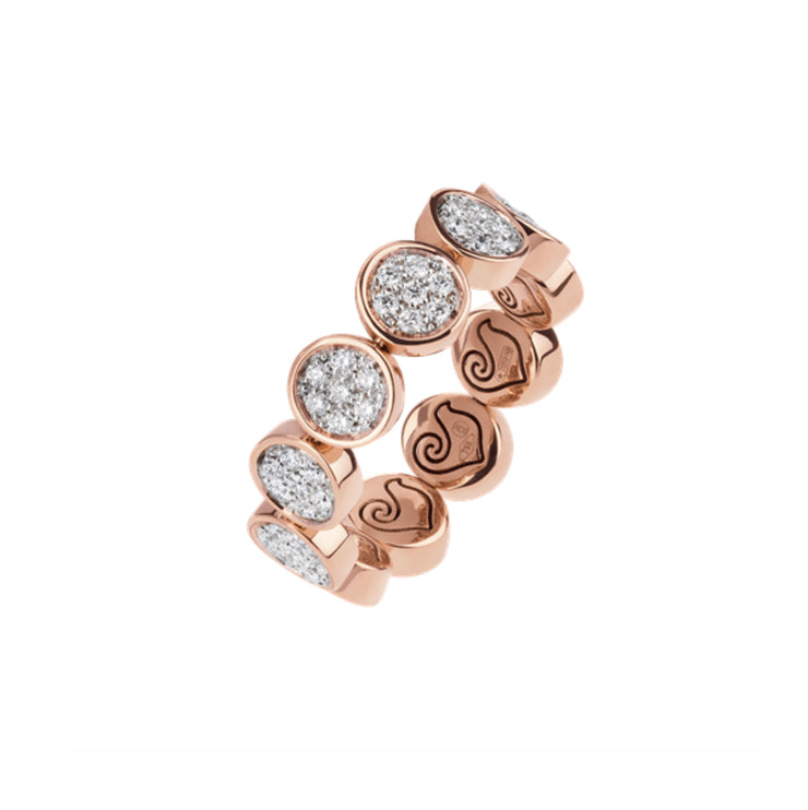 Chantecler Paillettes 18K Rose Gold Thin Band with Diamonds Pavé - Jackson Hole Jewelry Company