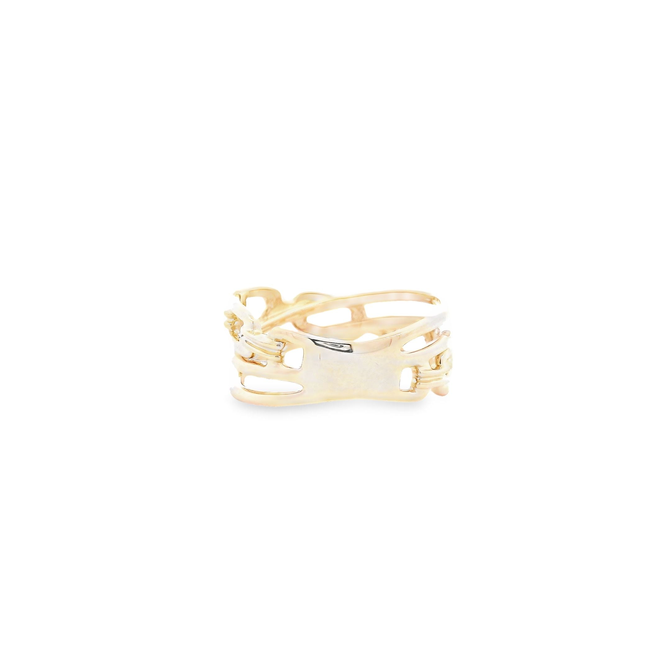 .11RD 14K Yellow Gold Diamond Chain Link Ring - Jackson Hole Jewelry Company