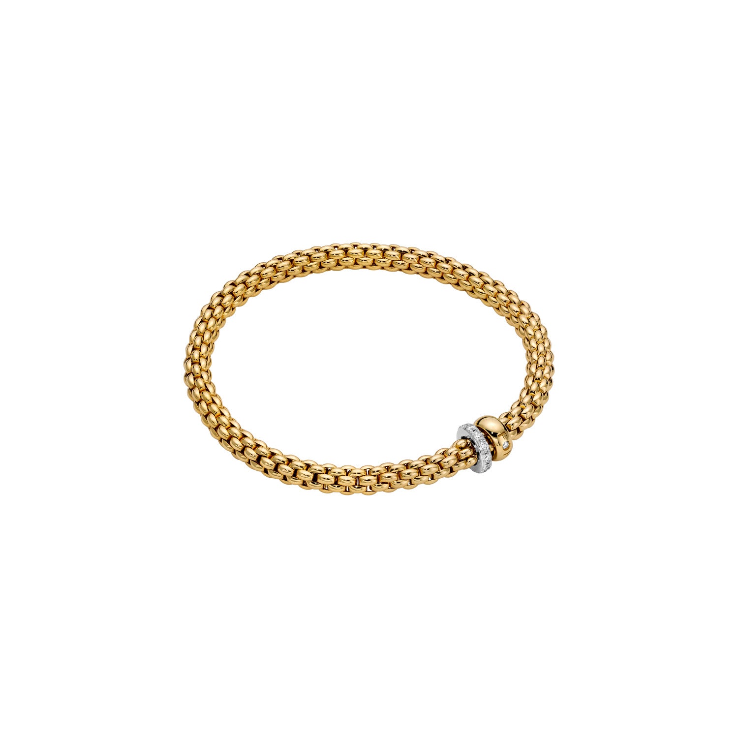 FOPE SOLO 18K Gold Flex’it Bracelet With White Diamond Set Rondels - 0.29 carats - Jackson Hole Jewelry Company
