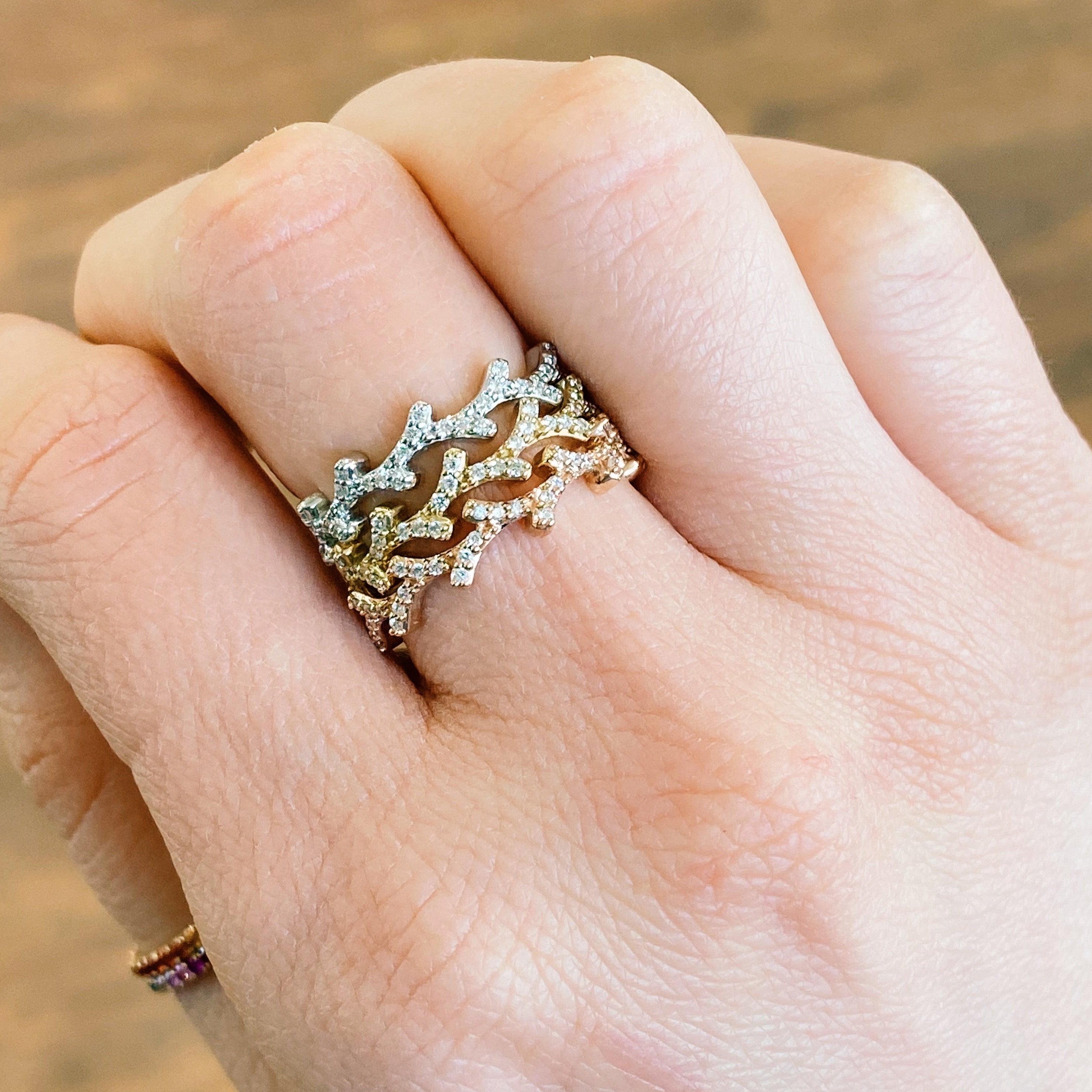 Diamond Antler Eternity Stacking Ring in 14K Gold - Jackson Hole Jewelry Company