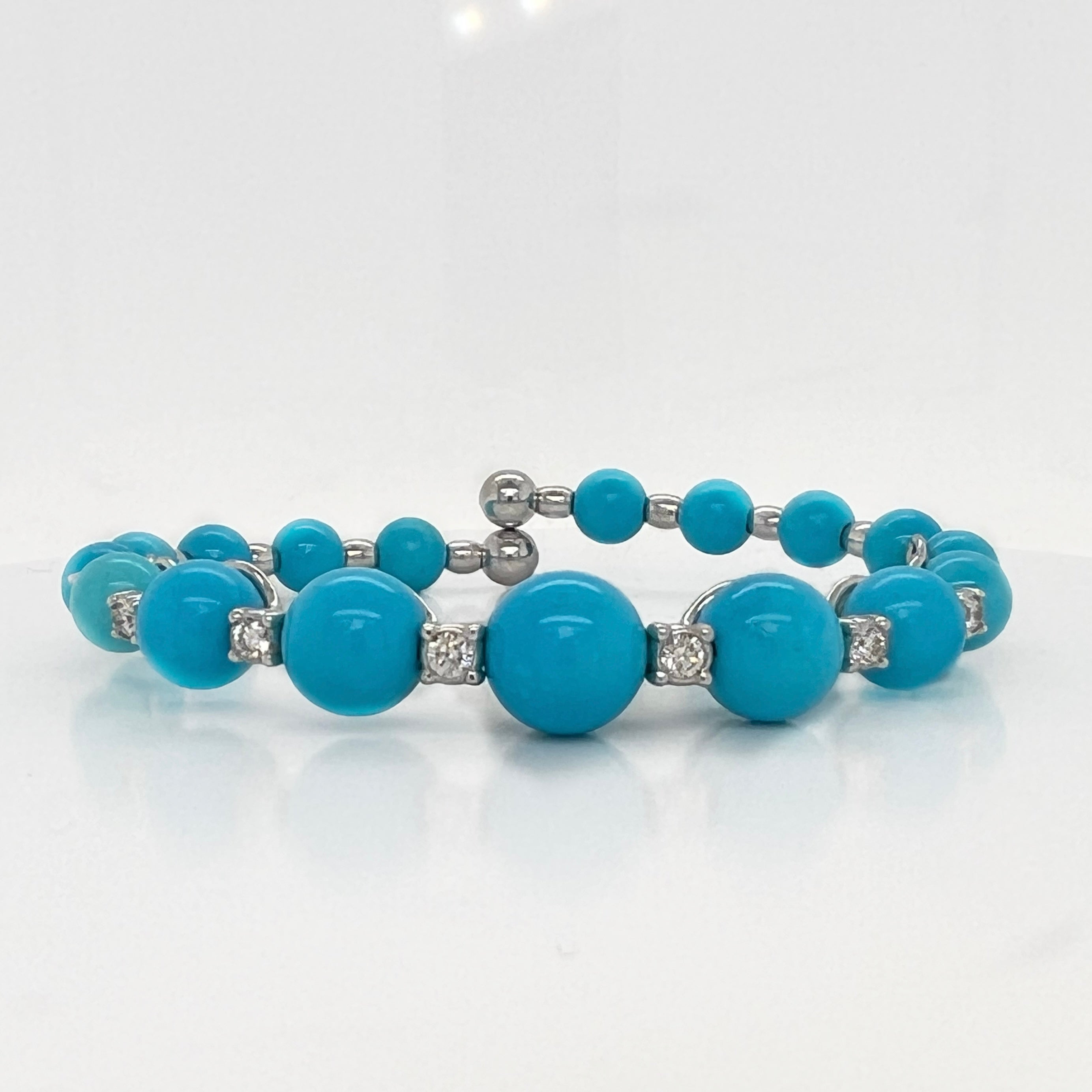 CHANTECLER 18K WHITE GOLD TURQUOISE SPRING BRACELET WITH DIAMONDS - Jackson Hole Jewelry Company