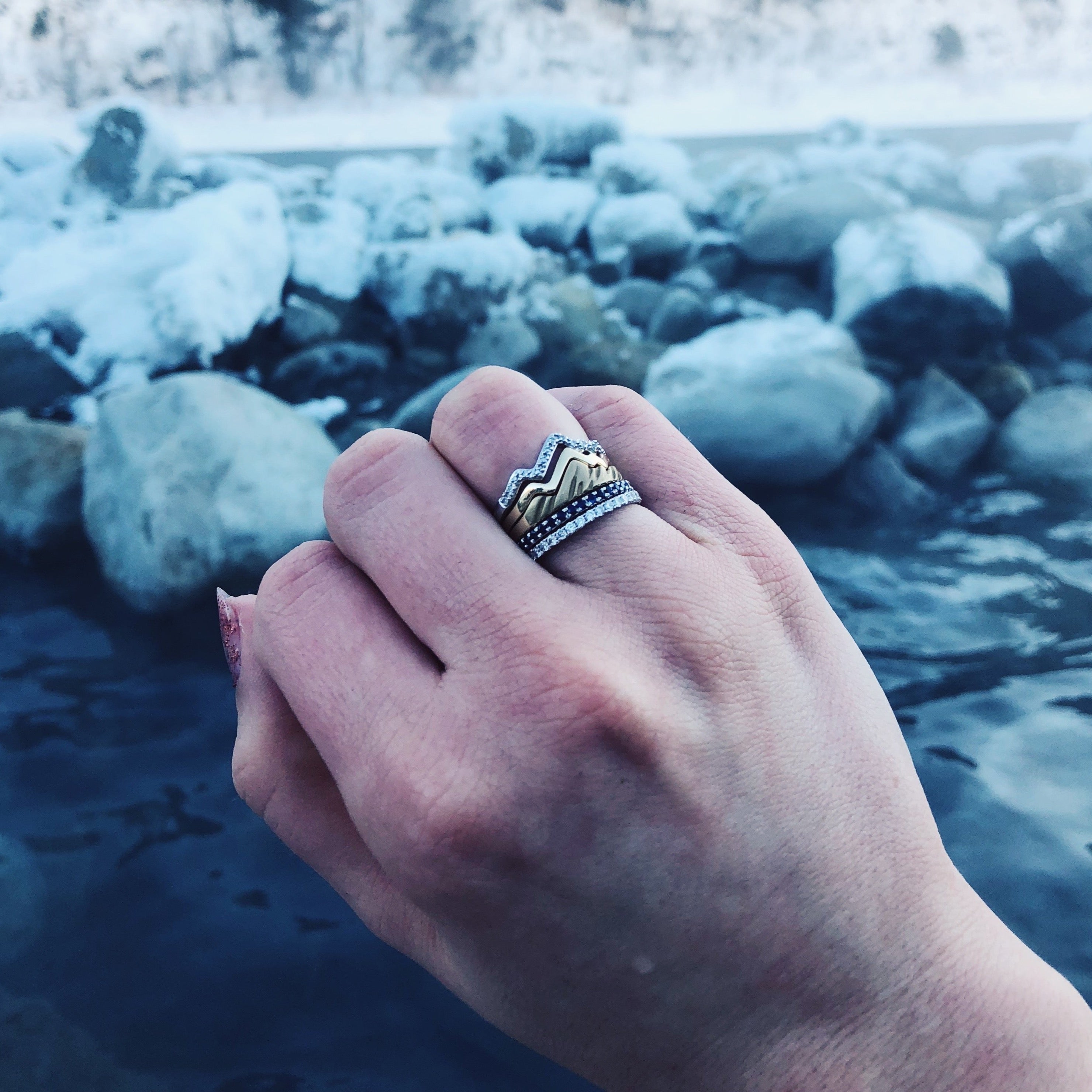Teton Blue Sapphire Eternity Band in 18K White Gold – Jackson Hole