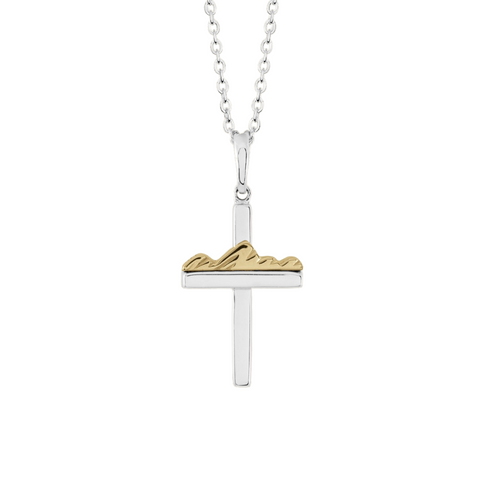 Teton Cross Necklace in .925 Sterling Silver with 14K Solid Gold
