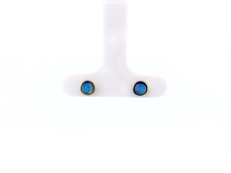 14K Yellow Gold Round Opal Studs - Jackson Hole Jewelry Company