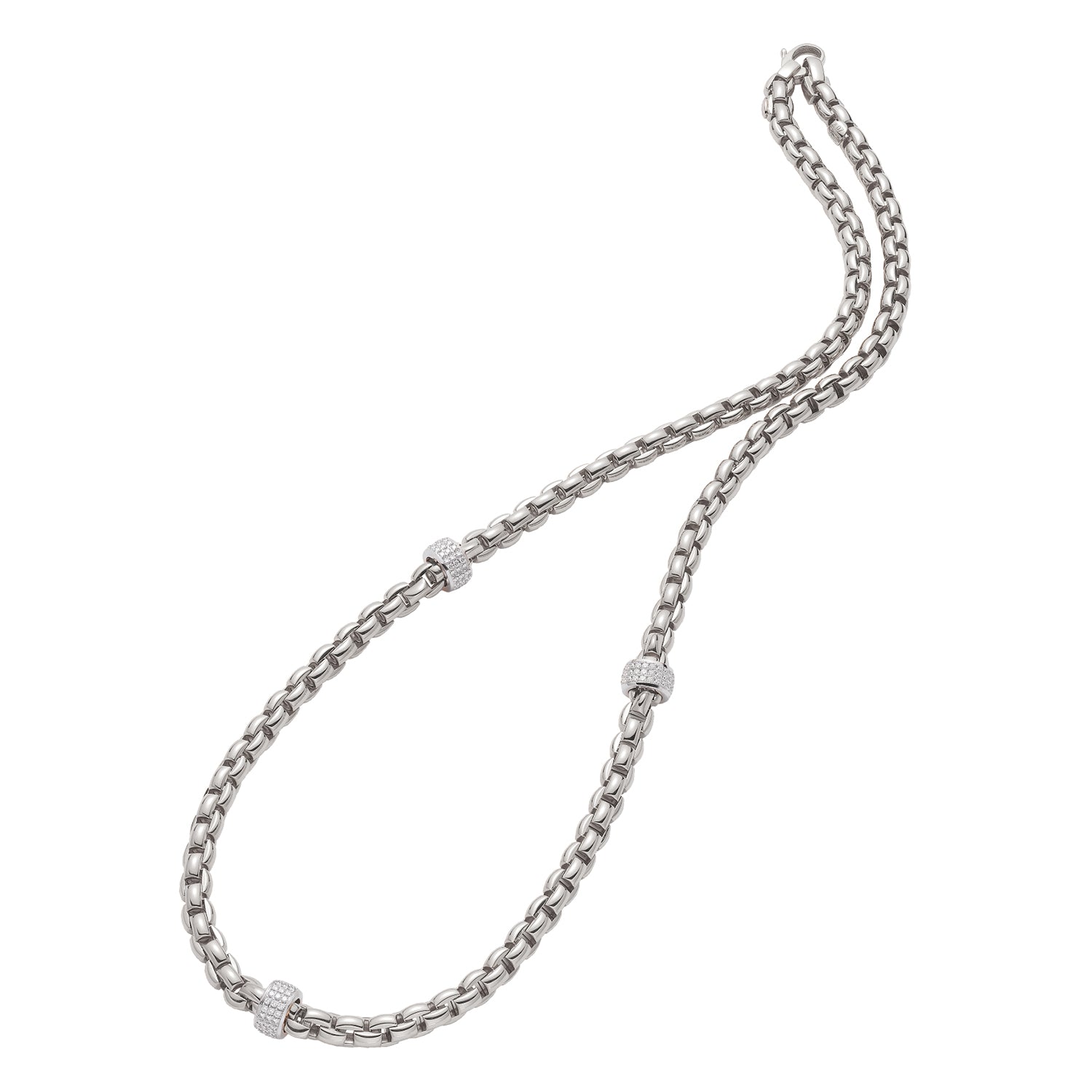 FOPE EKA 18K Gold Necklace with White Diamond Pavé Rondels - 1.58 carats - Jackson Hole Jewelry Company