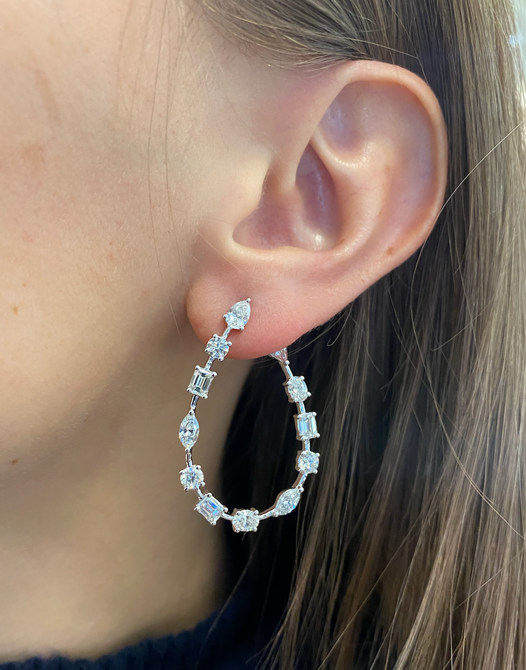 18K White Gold Mix Shape Diamond Earrings - Jackson Hole Jewelry Company