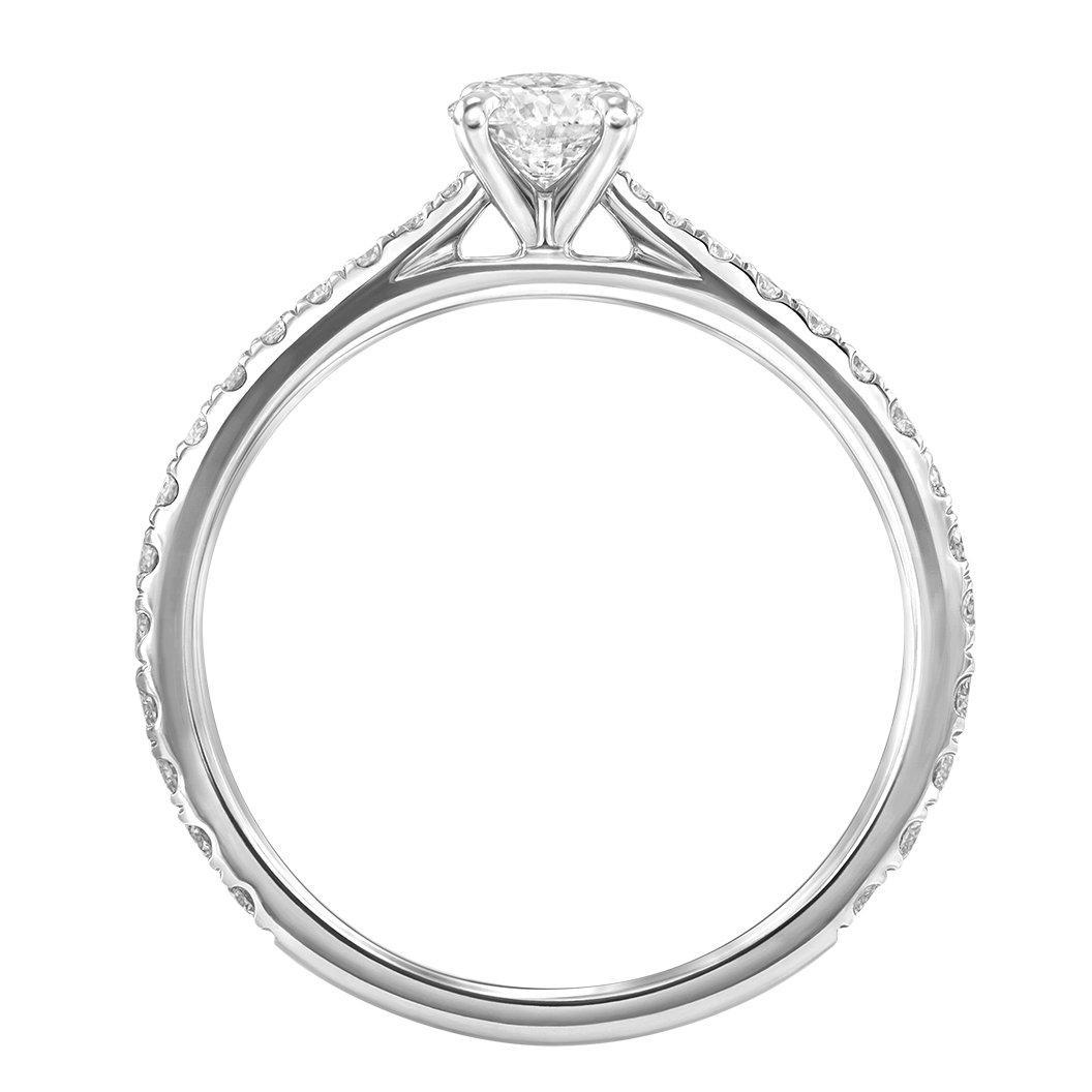 Le PeTeton Round French Cut Diamond Engagement Ring with Pavé Set in 18K Gold - Jackson Hole Jewelry Company