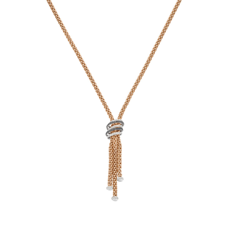 FOPE SOLO 18K Gold Necklace with White & Black Diamond Pavé Rondels - 1.69 carats