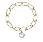 CHANTECLER 18K YELLOW AND WHITE GOLD "LOGO" OVAL LINK BRACELET - Jackson Hole Jewelry Company