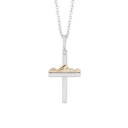 Teton Cross in Sterling Silver with 14K Solid Yellow Gold Mountain - Jackson Hole Jewelry Company