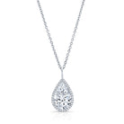 18K White Gold Pear Shape Diamond Halo Pendant – 3.03 Carats - Jackson Hole Jewelry Company