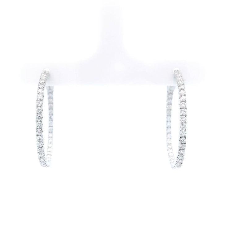 Elegant 1.50cttw Diamond Hoops in 14K White Gold - Jackson Hole Jewelry Company