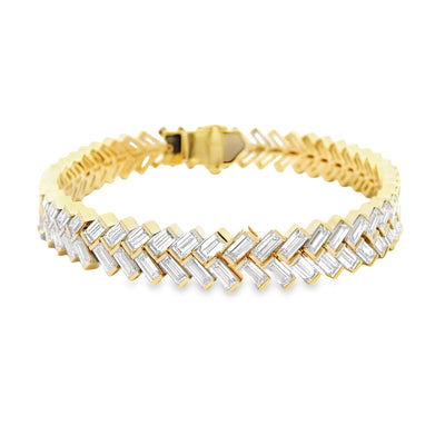 18K Yellow Gold and Diamond Modern Empire Bracelet - Jackson Hole Jewelry Company
