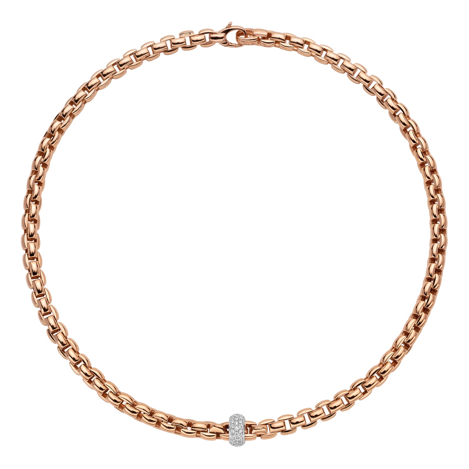 FOPE EKA 18K Gold Necklace with White Diamond Pavé Rondel - 0.40 carats - Jackson Hole Jewelry Company