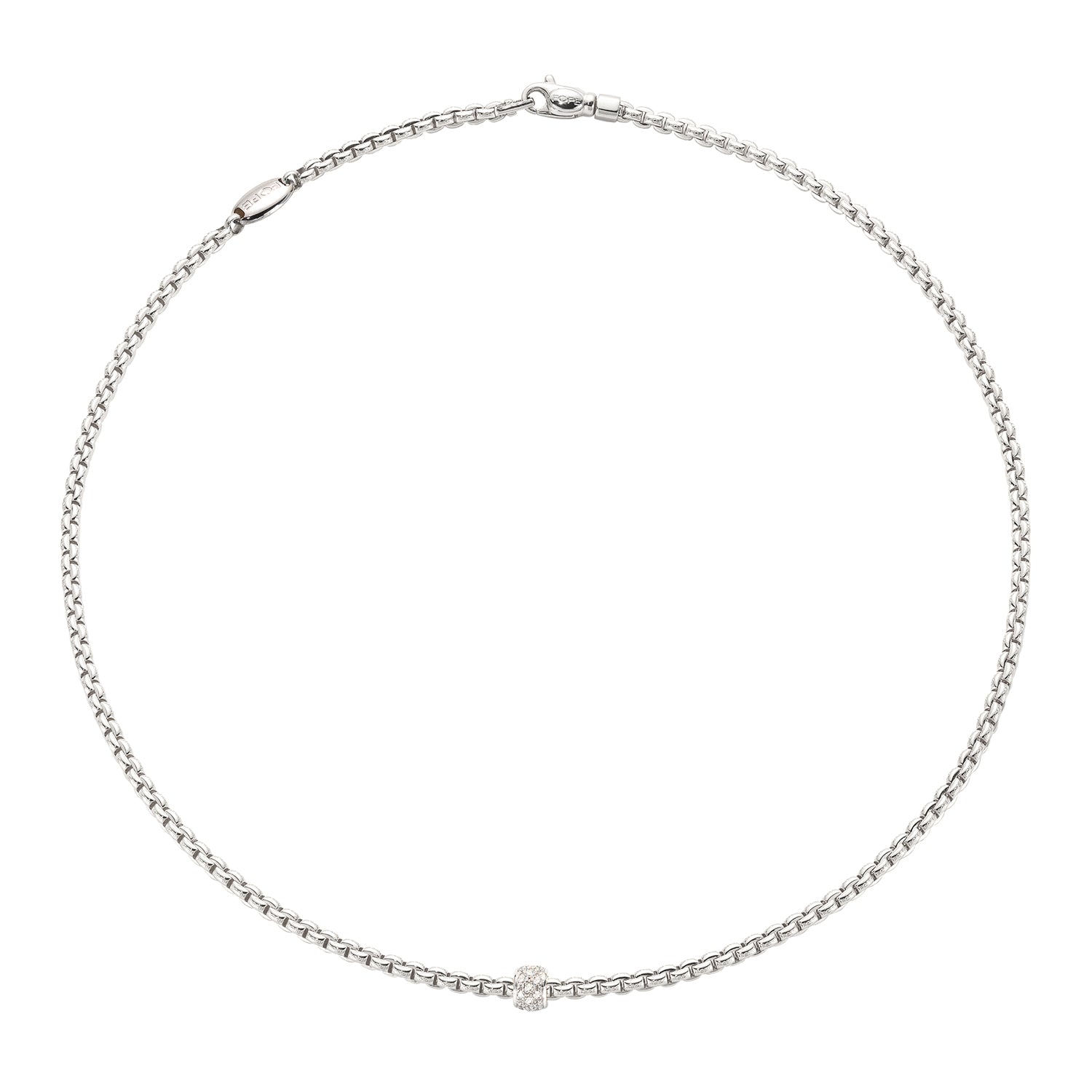 FOPE EKA 18K Gold Necklace with White Diamond Pavé Rondel - 0.19 carats - Jackson Hole Jewelry Company