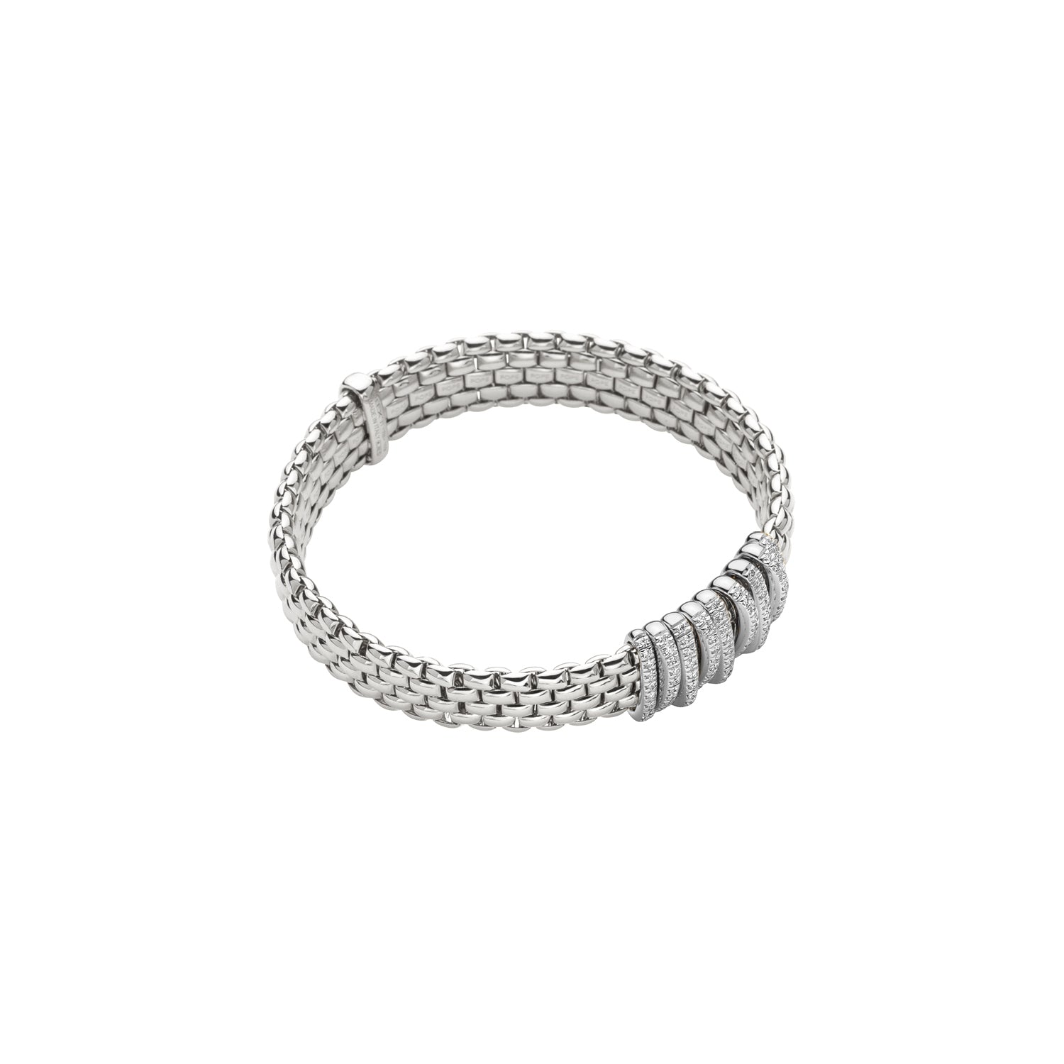 FOPE PANORAMA 18K Gold Flex'it Bracelet with White Diamond Pavé Rondels - 0.68 carats - Jackson Hole Jewelry Company