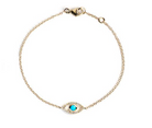 ANZIE 14KYG PAVE EVIL EYE BRACELET WITH 3MM TURQUOISE AND 1MM DIAMONDS - Jackson Hole Jewelry Company