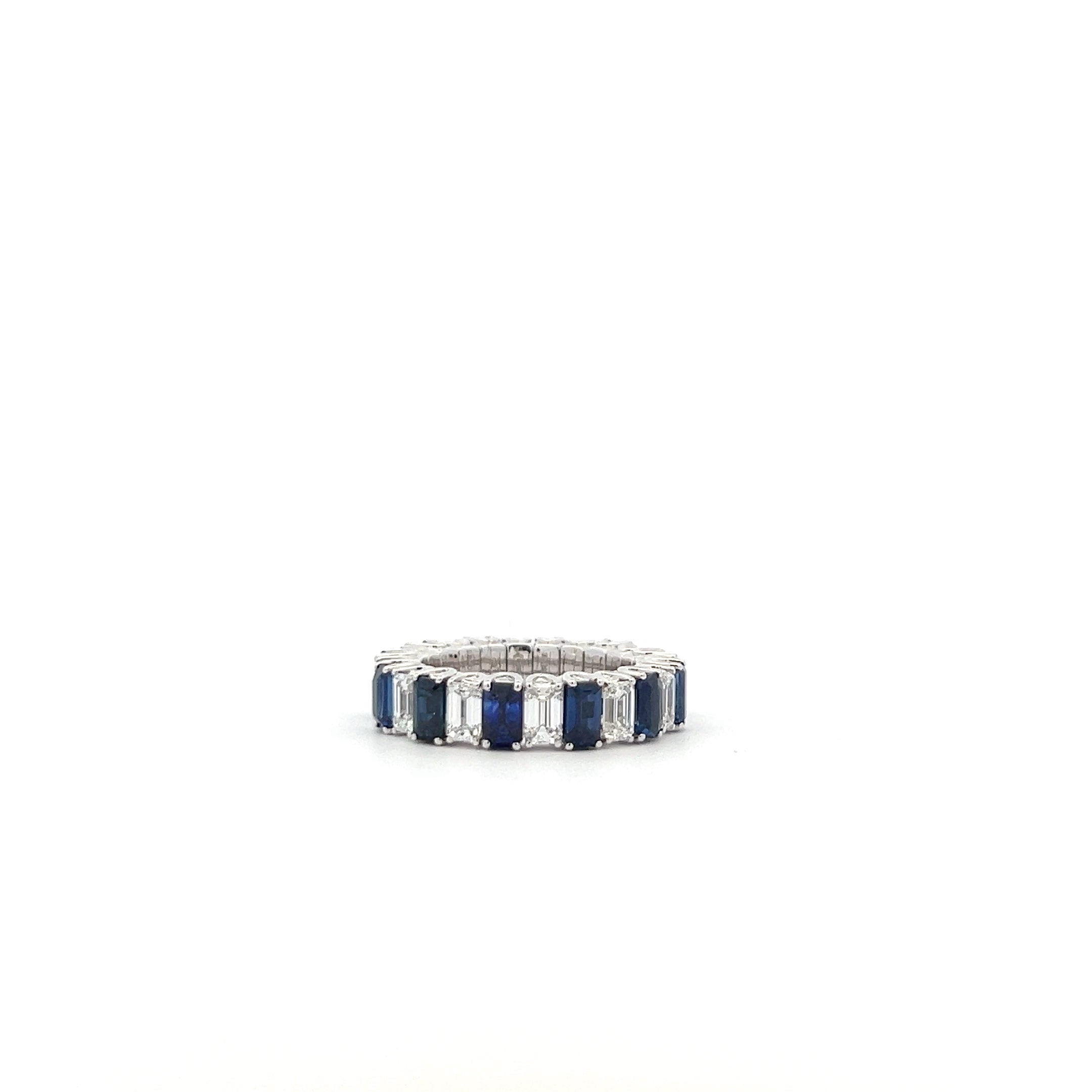 WHITE GOLD XPANDABLE RING DIAMOND AND OCTAGONAL SAPPHIRE - Jackson Hole Jewelry Company