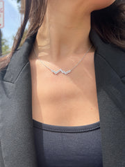 Large Teton Peak Outline Necklace With Diamonds Set in 14K White Gold 0.35CTTW - Jackson Hole Jewelry Company