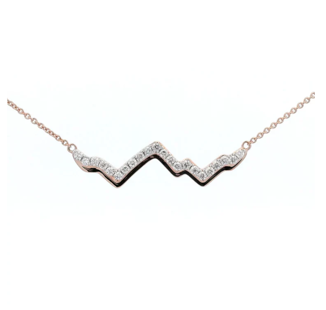 LUXE EDITION: 18K Gold Teton Peak Outline Necklace With Diamonds - Jackson Hole Jewelry Company
