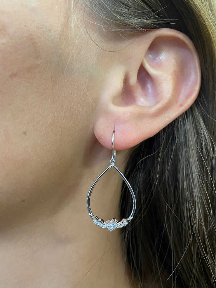 14 Karat Gold Jenny Lake Earrings with Diamond Inverted Tetons - Jackson Hole Jewelry Company