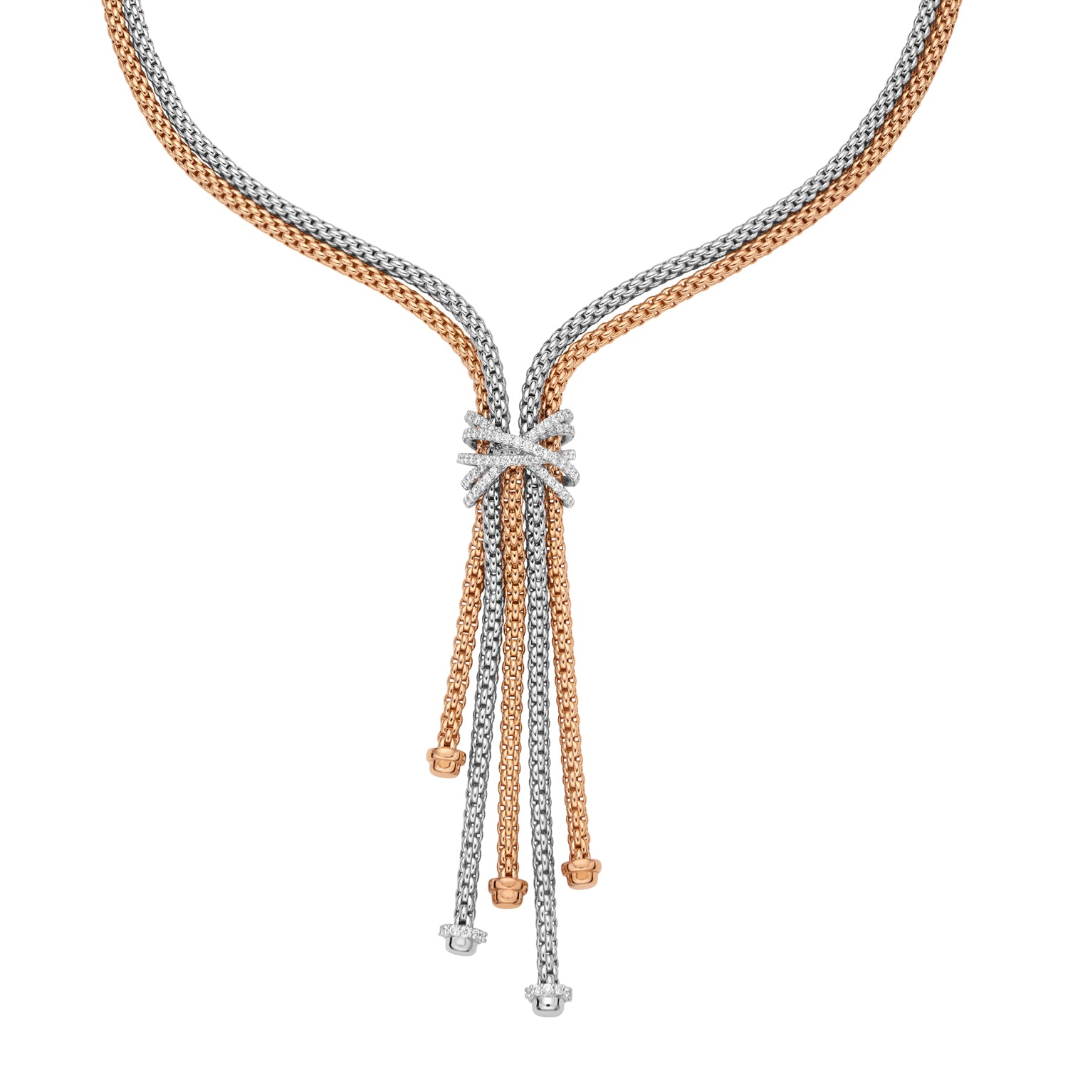FOPE PRIMA 18K White & Rose Gold Necklace with White Diamond Pavé - 1.47 carats - Jackson Hole Jewelry Company