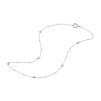 42cm Capri chain in 18Kt white gold and diamonds - Jackson Hole Jewelry Company