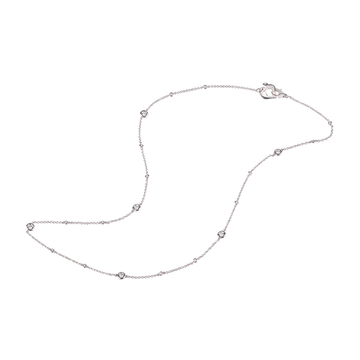 42cm Capri chain in 18Kt white gold and diamonds - Jackson Hole Jewelry Company