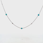 CHANTECLER 18K WHITE GOLD CAPRI DIAMOND AND TURQUOISE NECKLACE