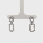 1.5Xcttw 18K White Gold Link Drop Earrings with Baguettes
