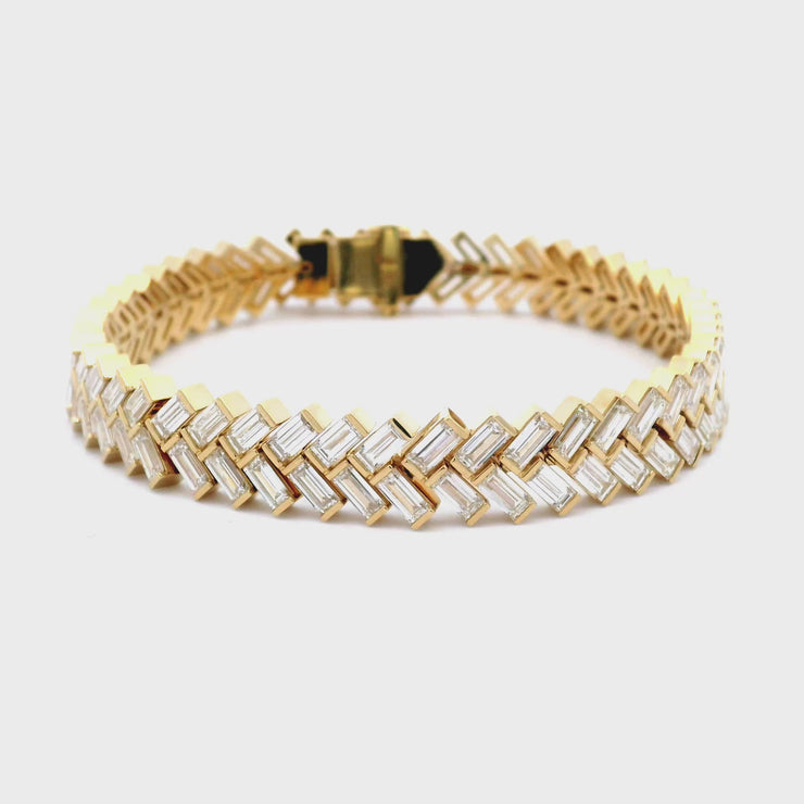 18K Yellow Gold and Diamond Modern Empire Bracelet