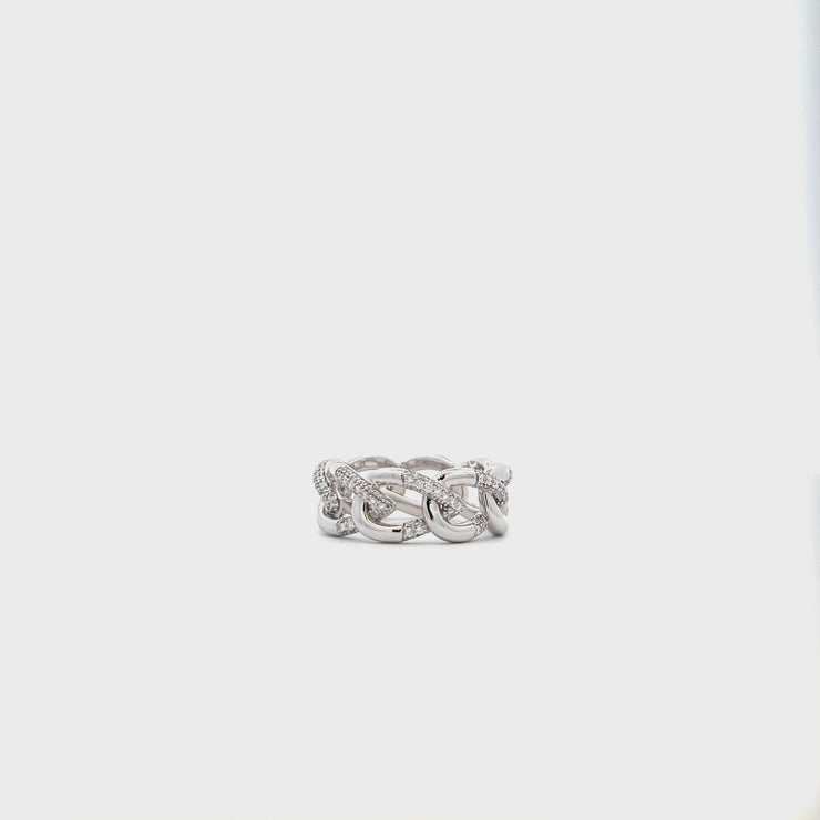 0.8Xcttw 18K White Gold Chain Link Ring Size 6