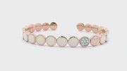 Chantecler Pailettes Bangle Bracelet in 18K Rose Gold, Diamond & White Enamel Bracelet