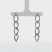 1.0Xcttw 18K White Gold Chain Link Drop Diamond Earrings