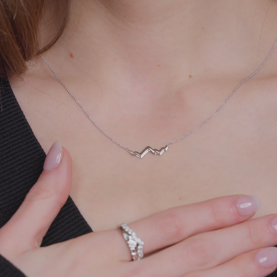 Jackson Hole Teton Peak Outline Necklace in .925 Sterling Silver