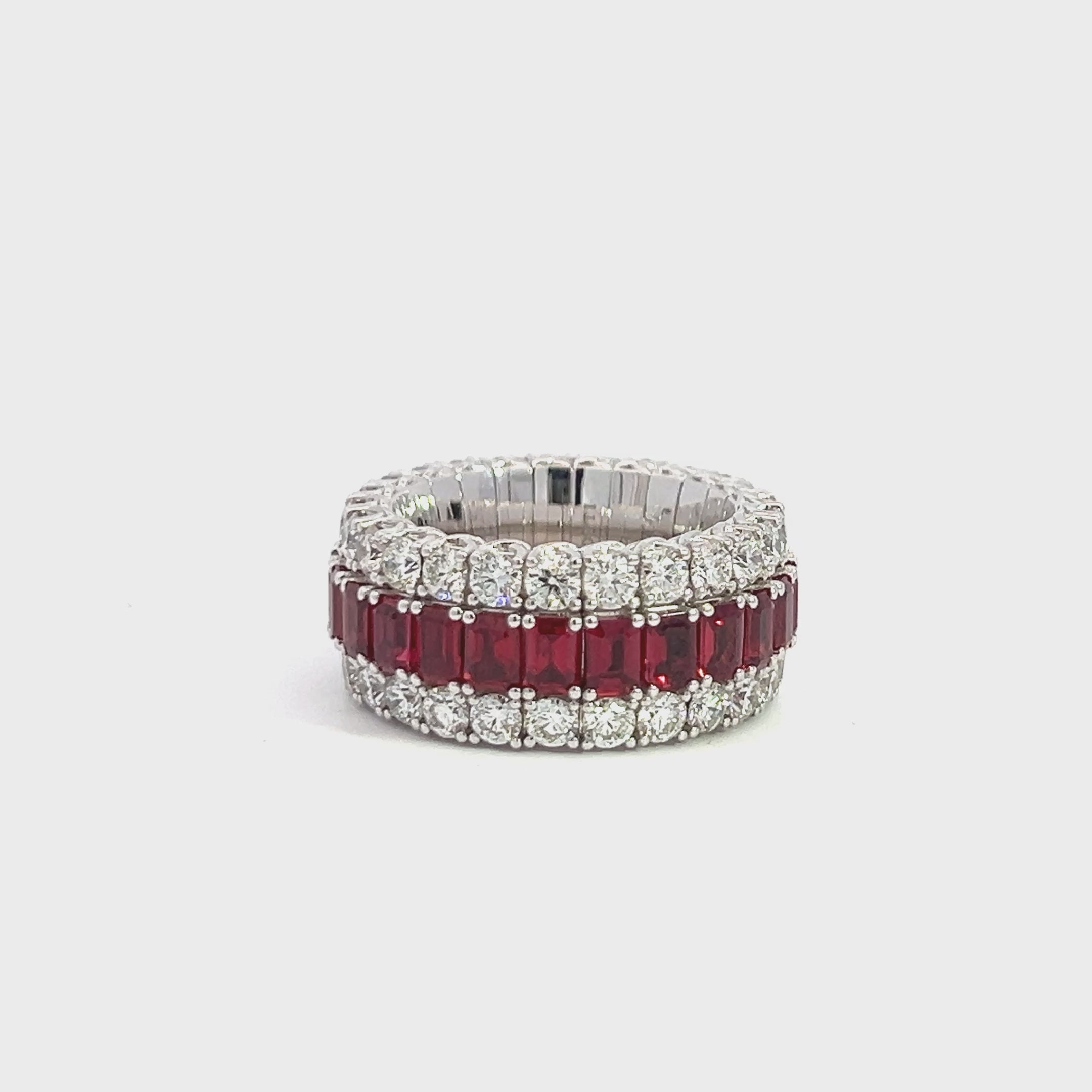 Picchiotti Xpandable™ Ruby and Diamond Ring White Gold 750