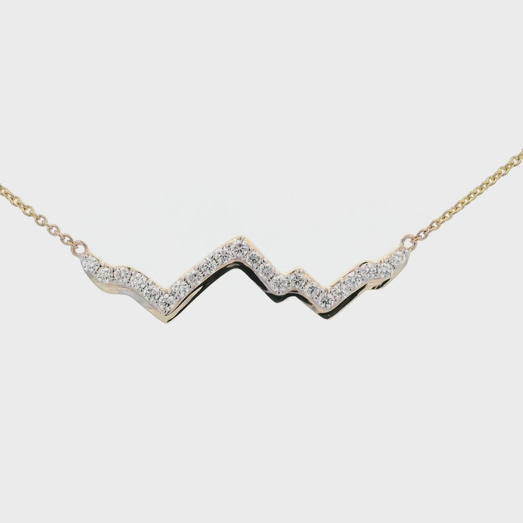 LUXE EDITION: 14K Yellow Gold Teton Outline Necklace With Diamonds