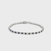 14k Alternating Blue Sapphire and Diamond Tennis Bracelet