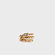 18K YELLOW GOLD SERPENT RING WITH DIAMOND PAVE HEAD