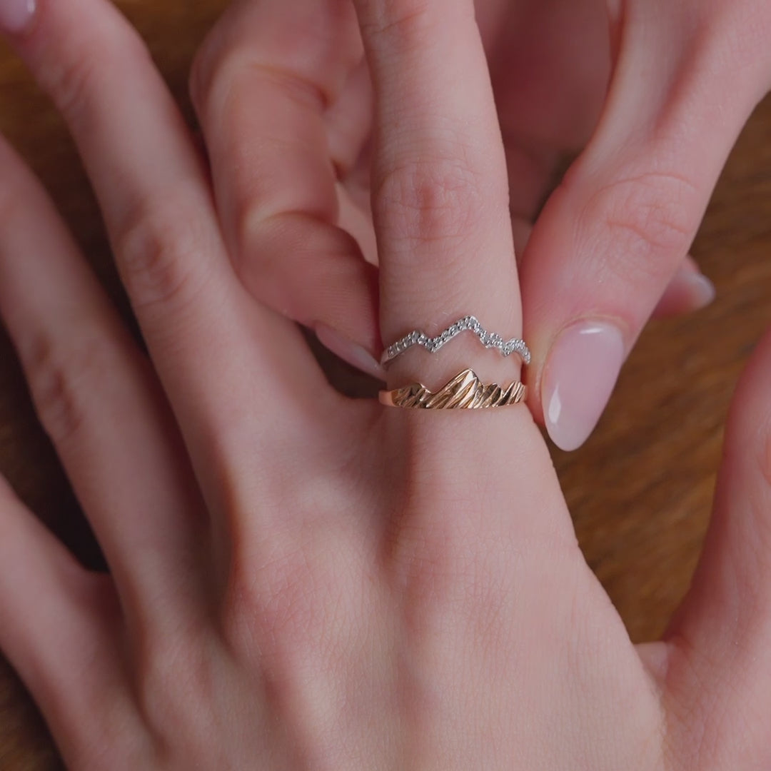 14K Rose Gold Duo Teton Stacking Ring™ (Two Ring Set) – Jackson Hole ...