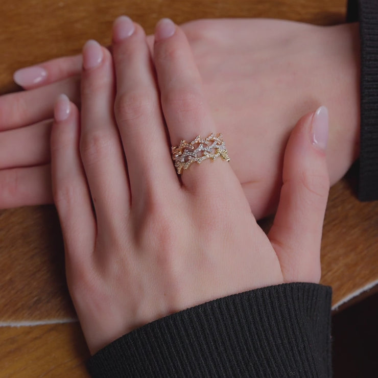 Diamond Antler Eternity Stacking Ring in 14K Gold