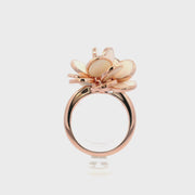 Chantecler Small Paillettes Flower Ring in 18K Rose Gold and White Enamel