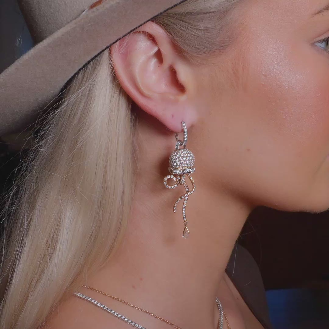 Chantecler Campanelle Jellyfish Earrings in 18K Rose & White Gold