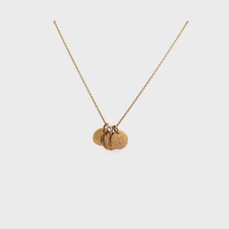 14KY Gold JH Infinty Hand Hammered Disc Necklace