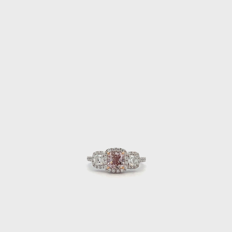 PLATINUM HALO 3 CUSHION RING