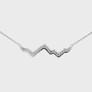 LUXE EDITION: 14K White Gold Teton Outline Necklace With Diamonds