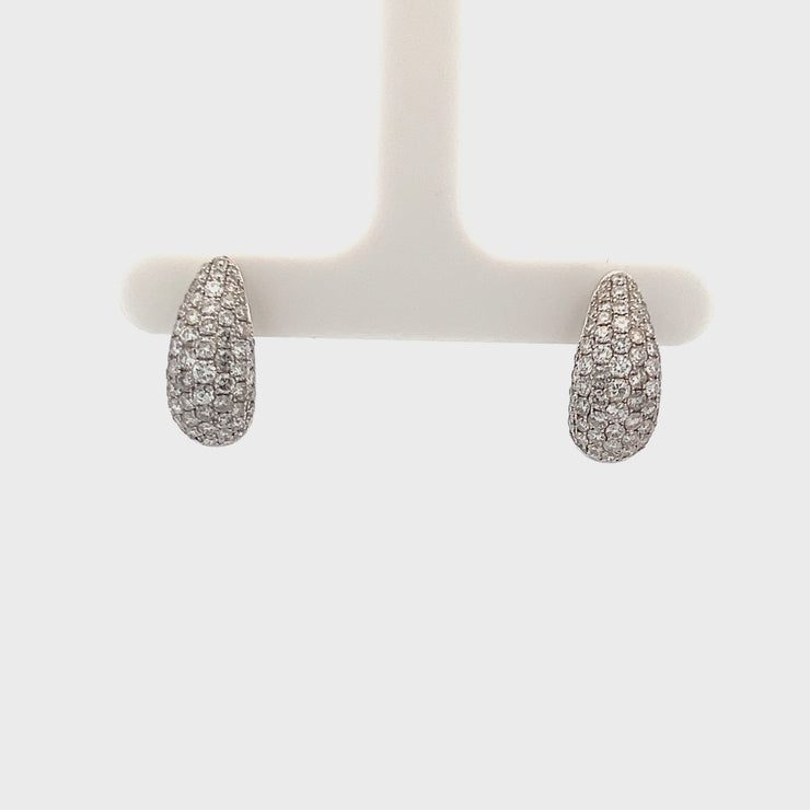 14K White Gold Diamond Huggies