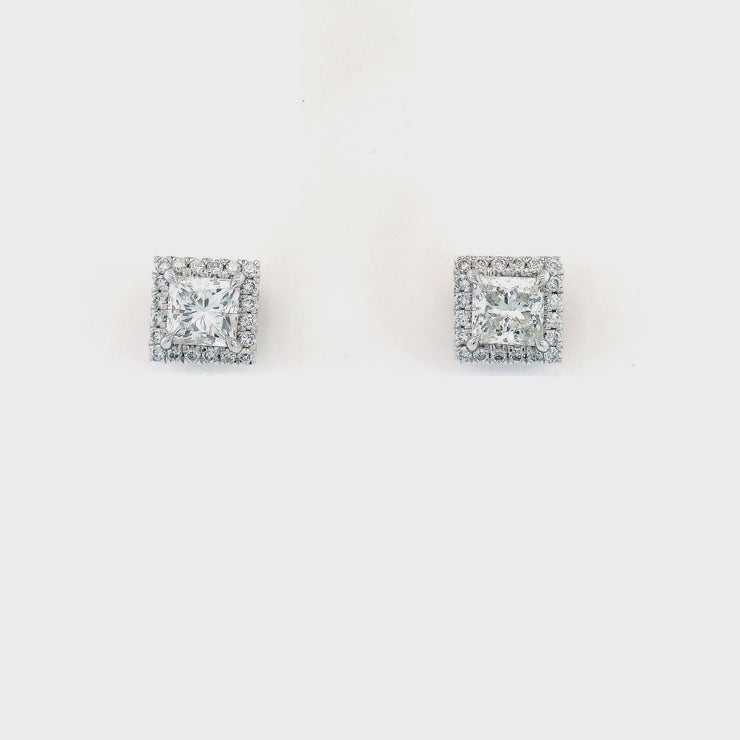 Square Halo Stud Earrings
